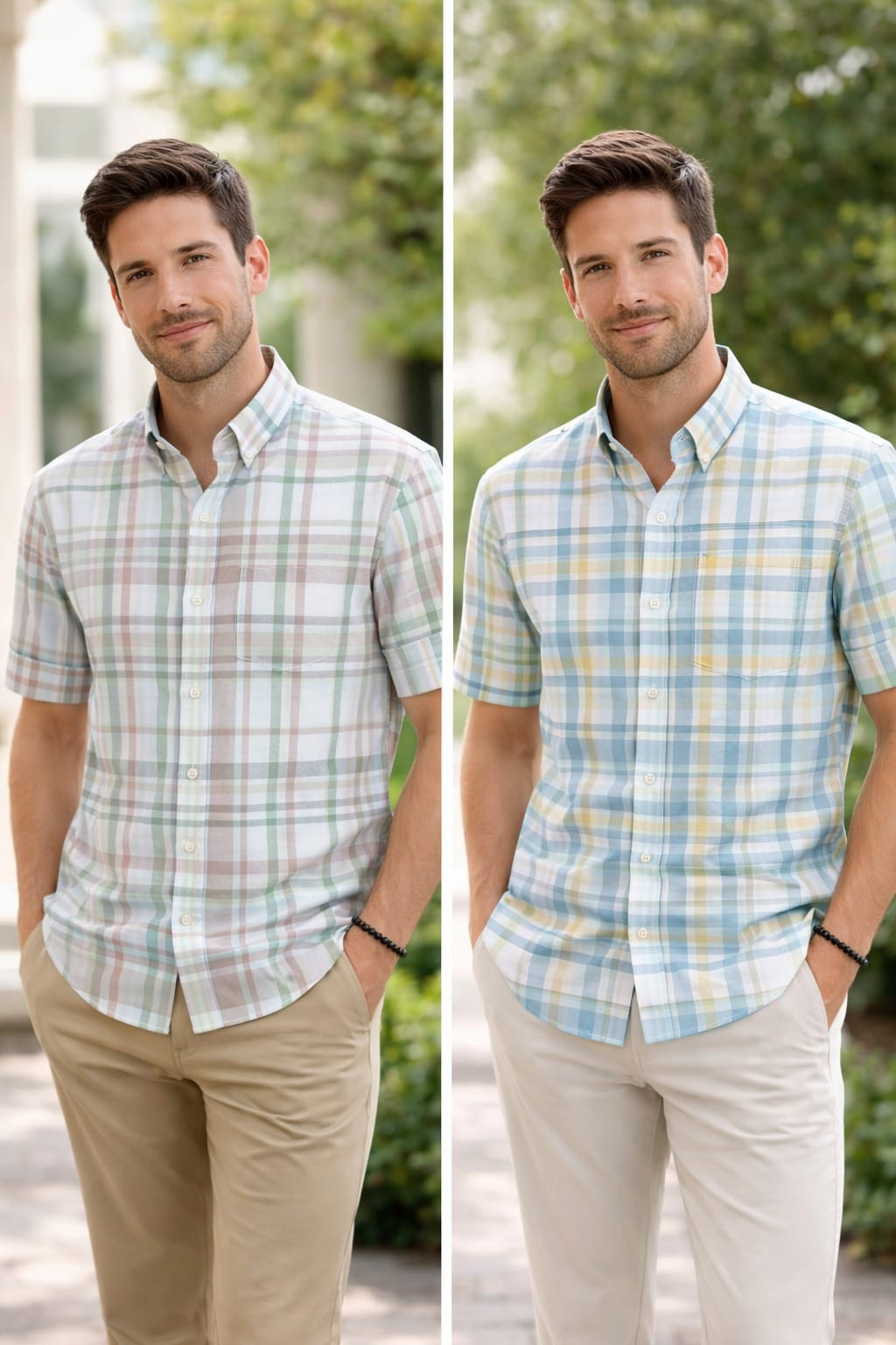 AKRAMA casual check shirts