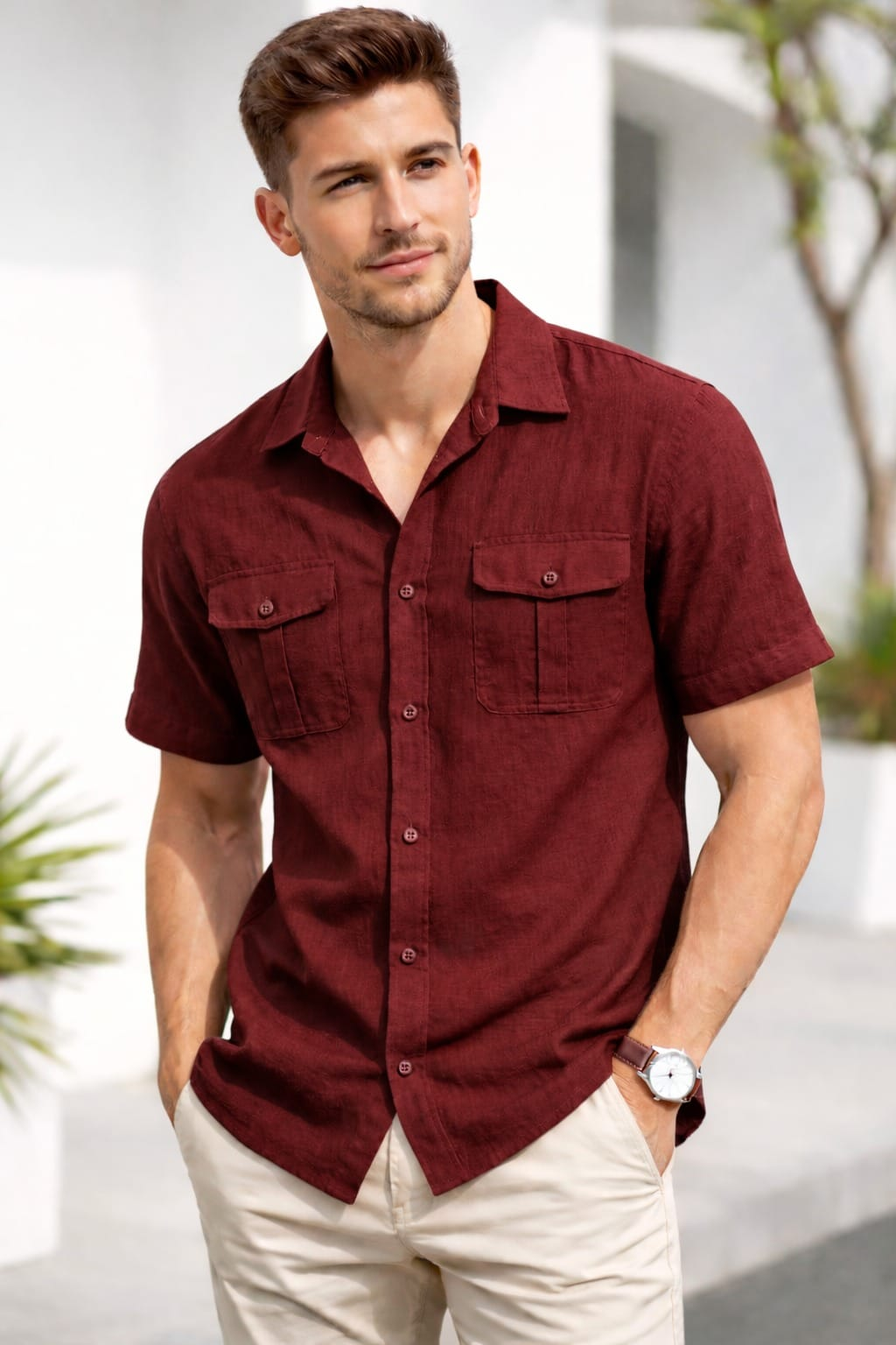 Maroon Solid Shirt